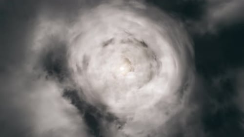 Wormhole straight through time and space, clouds