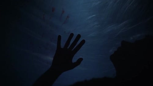 Dying Silhouette of Victim, Creepy Scene of Murder, Horror, Slow-Motion