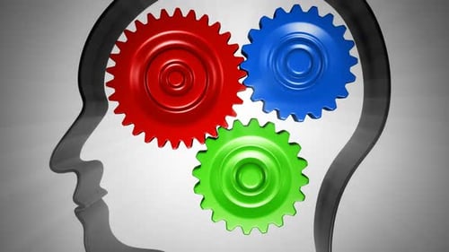 Conceptual Animation of Rotating Gears in Human Head Silhouette