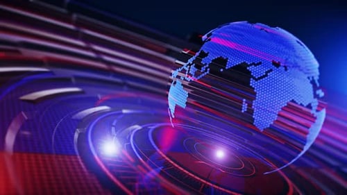 3D World News Background Loop B08