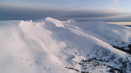 Aerial View in Sunrise Winter Mountain