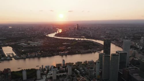 Aerial Panoramic View of Large City