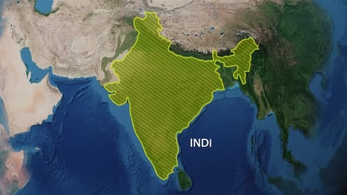 Digital Globe Zooming to India Map Highlight