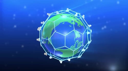 Global Communication Network with Animated People and Earth