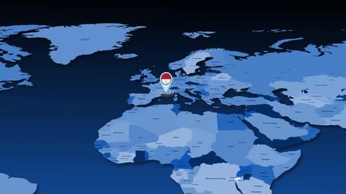Monaco Location Tracking Animation On Earth Map
