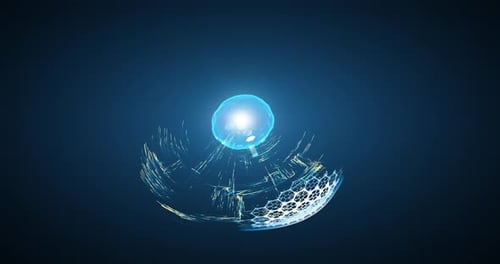 Futuristic Rotating Technology Sphere with Hexagonal Grid Animation