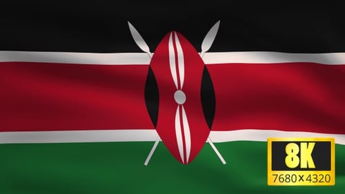 Waving Kenya National Flag Animation with Maasai Shield