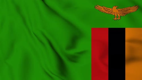 Waving Zambia Flag Realistic Fabric Seamless Loop Animation