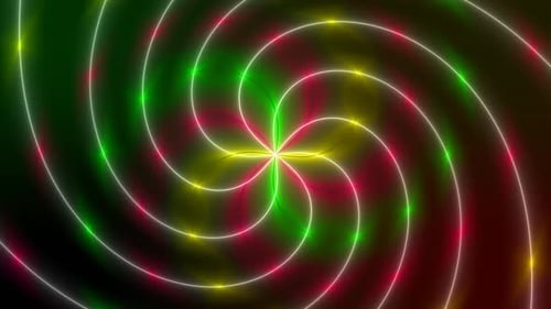 Green Red White Yellow Neon Hypnotic Animated Background