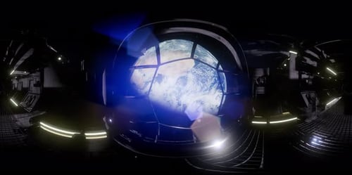 Station spatiale internationale en orbitant autour de la Terre en réalité virtuelle