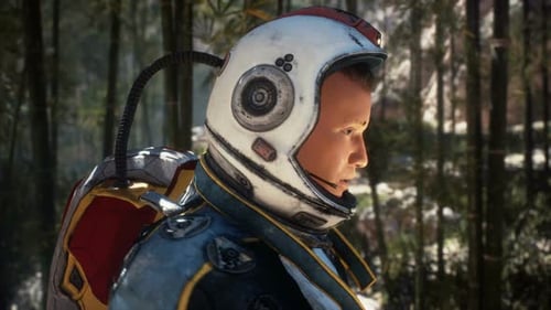 An Astronaut Walks On An Alien Planet