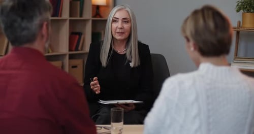 Crop View of Woman Psychologist Having Session with Married Happy Couple