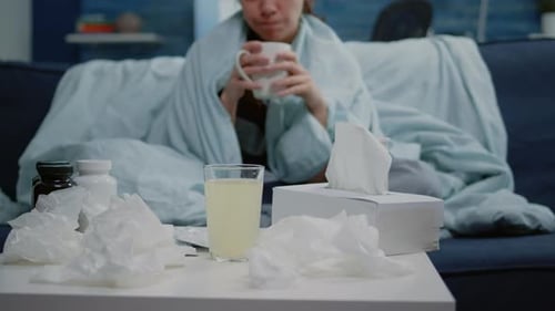 Close Up of Drink with Effervescent Vitamin and Water in Glass