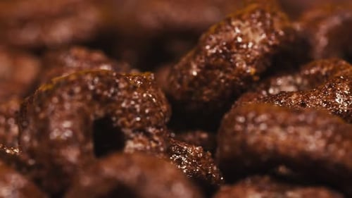 Chocolate Cereal Rings, Eye-Level Close Up