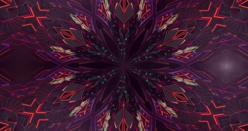 Abstract Geometric Neon Kaleidoscope Expanding Background Loop