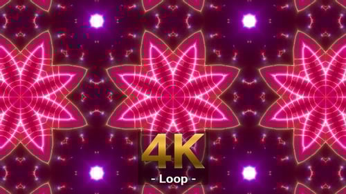 Seamless Looping Glowing Geometric Kaleidoscope Pattern Background