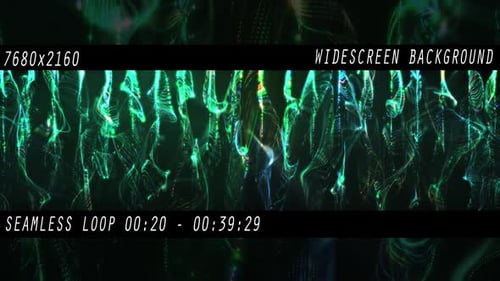 Digital Green Light Streaks Curtain Widescreen Vj Background Particles