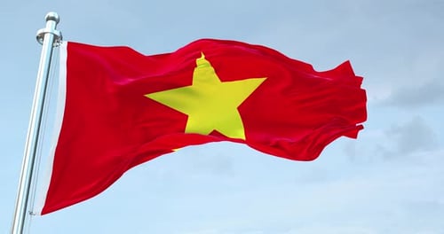 Realistic Waving Flag of Vietnam