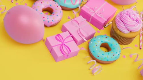 Sweet Treats and Gifts for Birthday Celebration Background