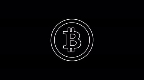 Minimalist Bitcoin Cryptocurrency Line Icon Draw Animation