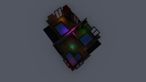3D Architectural Floor Plan Animation with Dynamic Lighting
