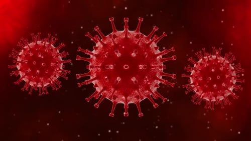 Looping 3D Red Virus Cells Microscopic Medical Animation