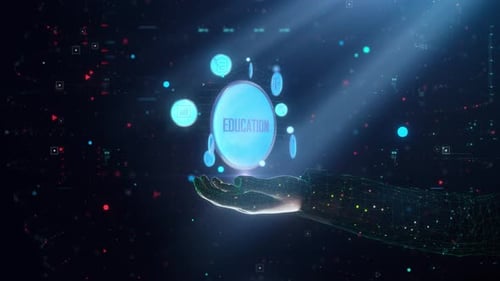 Educación de presentación de mano de tecnología digital