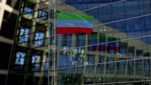 Waving Flag Animation on Modern Office Building