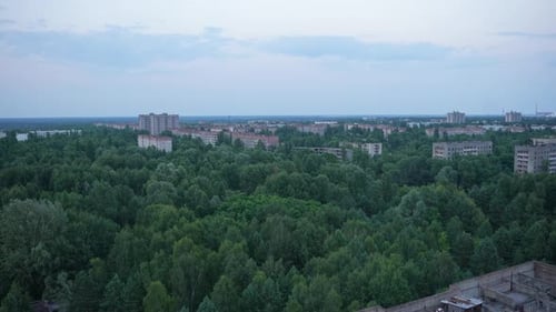 Panoramablick auf die verlassene Stadt Pripyat