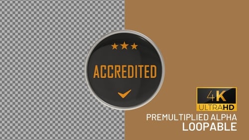 3D Accredited Badge Rotation Animation with Stars