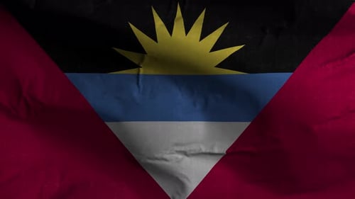 Realistic Waving Flag of Antigua and Barbuda
