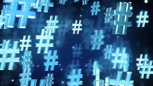 Floating 3D Hashtag Symbols Digital Loop Background