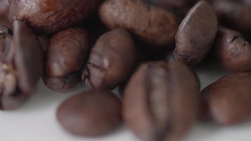 Shiny Brown Coffee Beans Close Up