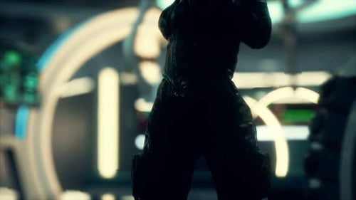 Futuristic Woman in Sci Fi Laboratory