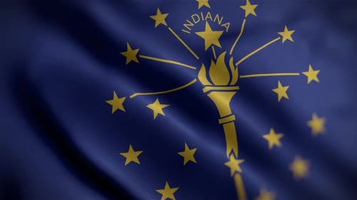 Realistic Waving Indiana State Flag Seamless Loop