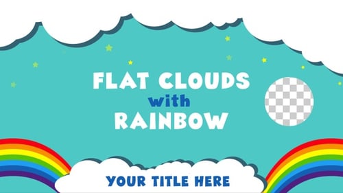 Cartoon Clouds With Rainbow On Alpha