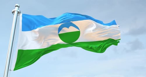 Realistic Flag Waving Animation Against a Clear Blue Sky