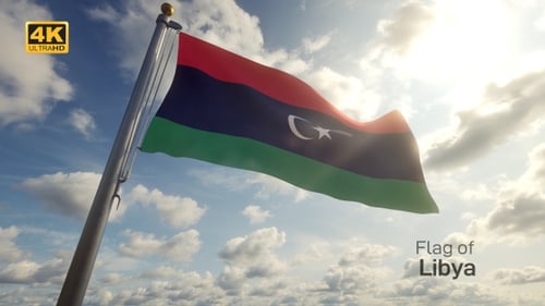 Drapeau de la Libye sur un mât - 4K