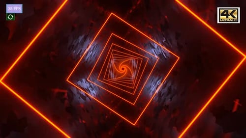 Glowing Geometric Neon Tunnel Loop Background