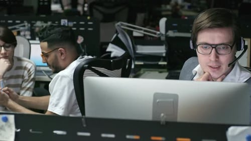 Call Centre Operator Flirting with Colleague