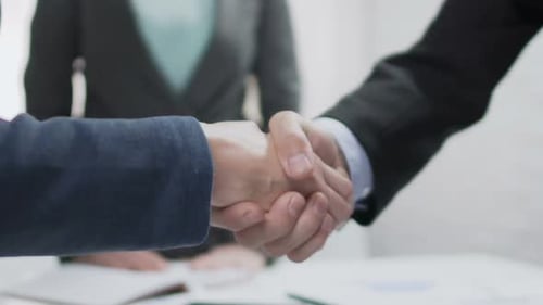 Two Business People Shake Hands, Close Up