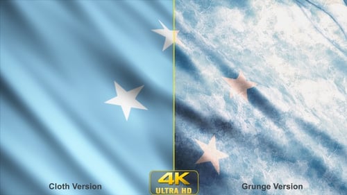 Animated Micronesia Flag Waving with Clean and Grunge Styles