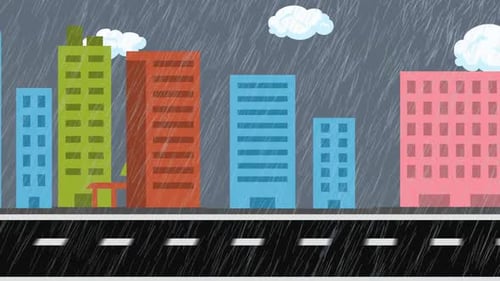 City Grey Skies Buildings parallax