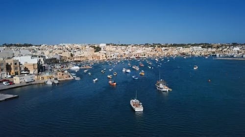 Aerial View of Marsaxlokk Harbour, Malta