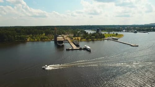 Speed Boat on the River.