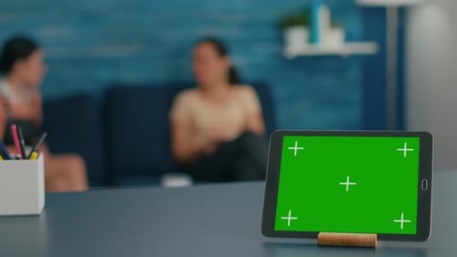 Laptop Computer with Mock Up Green Screen Chroma Key Display