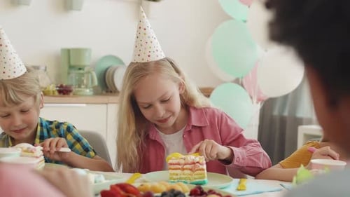 Kids Eating Birthday Cake