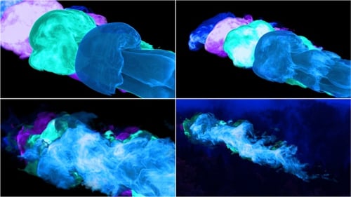 Vibrant Dynamic Fluid Smoke Cloud Reveal Transition