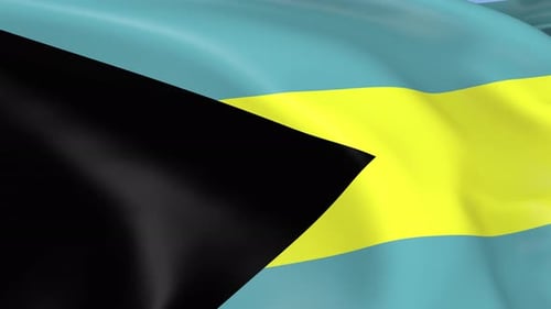 National Flag of The Bahamas Waving in Wind