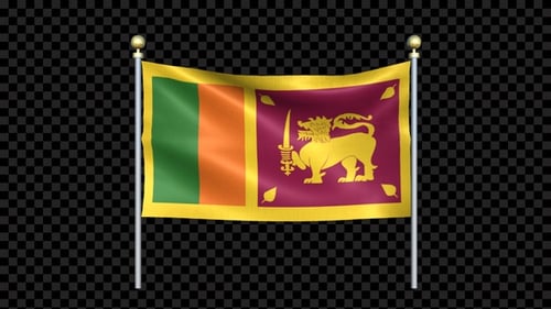 Animated Sri Lanka Flag Waving Loop with Transparency
